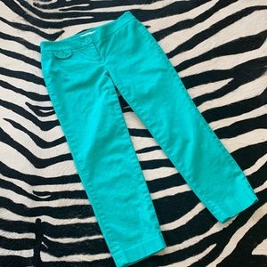 Loft teal green cotton/spandex capri pants.